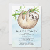 Adorable Sloth Baby shower Invitation (Devant)