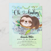Adorable Sloth Baby shower Invitation (Devant / Derrière)