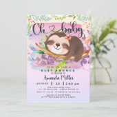 Adorable Sloth Baby shower Invitation (Debout devant)