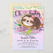 Adorable Sloth Baby shower Invitation (Devant / Derrière)
