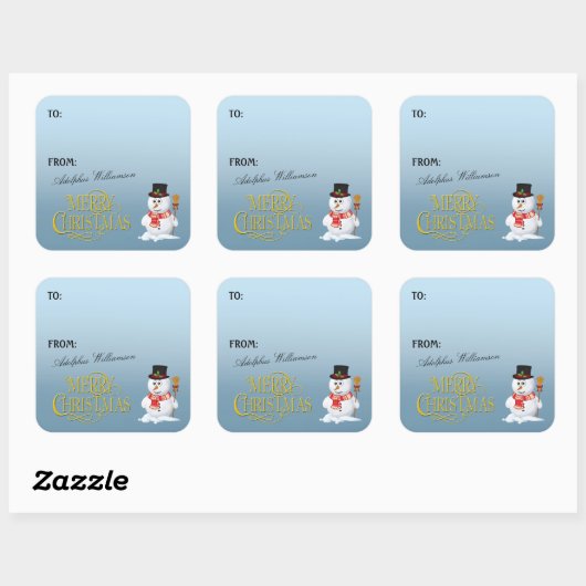 Adorable Snowman2 Christmas Gift Label (Vel)