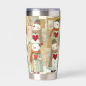 Adorable Snowman Hearts Winter Geïsoleerde Drinkbeker (Achterkant)