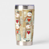 Adorable Snowman Hearts Winter Geïsoleerde Drinkbeker (Voorkant)
