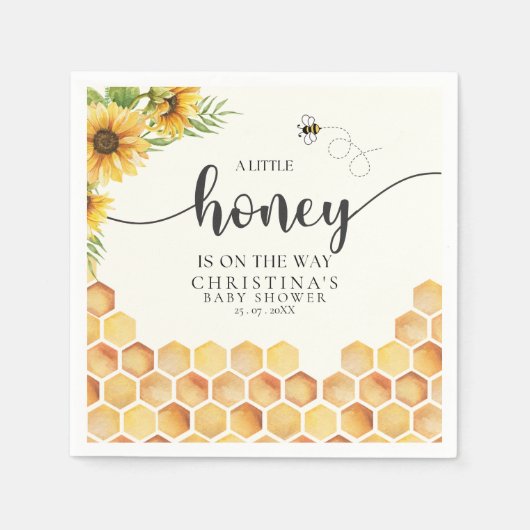 Adorable Sunflower and Bee Baby Shower Servet (Voorkant)