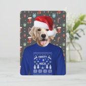 Adorable Sweater Party Golden Retriever Invitation (Debout devant)