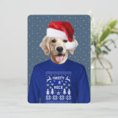 Adorable Sweater Party Golden Retriever Invitation (Debout devant)