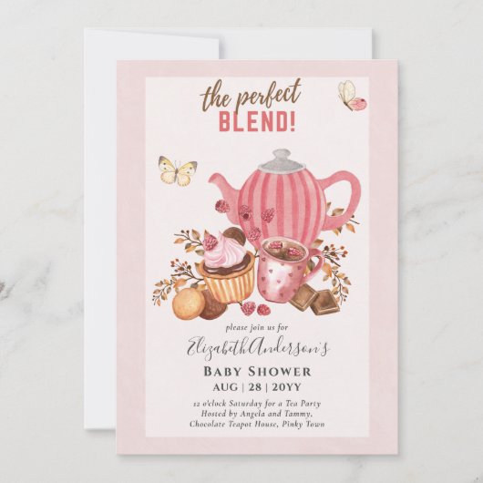 Adorable Tea Party Baby shower Invitation (Devant)