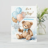 Adorable Teddy Bear Baby Shower Invitation (Debout devant)
