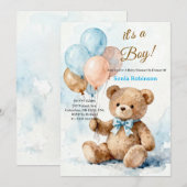 Adorable Teddy Bear Baby Shower Invitation (Devant / Derrière)