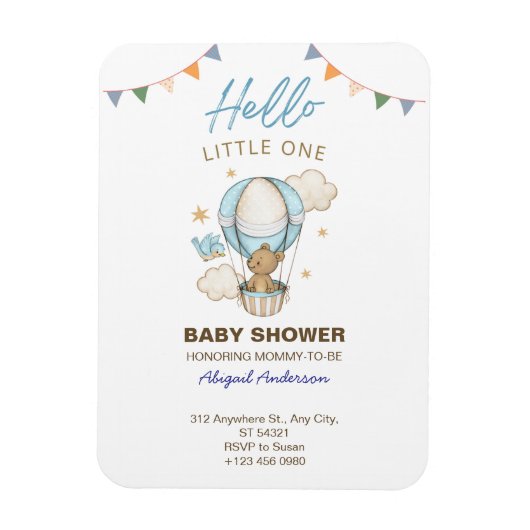 Adorable Teddy Bear Boy Kid Baby Shower Invitation Magneet (Verticaal)