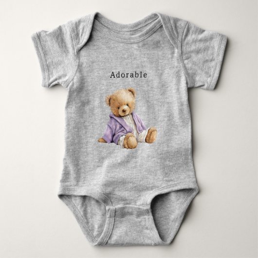 Adorable Teddy Bear Purple Jacket Romper (Voorkant)