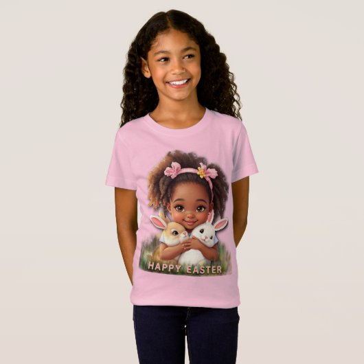 Adorable Toddler With Easter Bunnies T-shirt (Voorkant volledig)