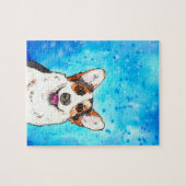 Adorable Tricolor Corgi Aquarelle Puzzle (Horizontal)