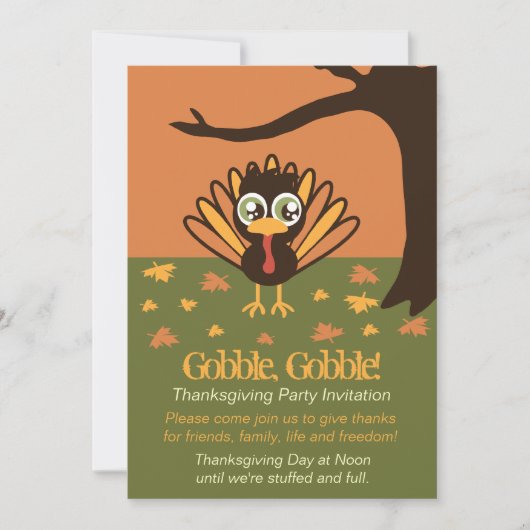 Adorable Turquie Thanksgiving Invitation (Devant)