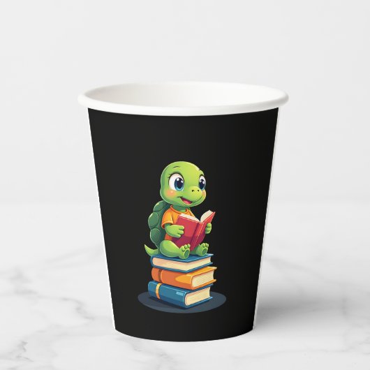 Adorable Turtle Reading Books (1) Papieren Bekers (Voorkant)