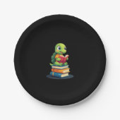 Adorable Turtle Reading Books (1) Papieren Bordje (Voorkant)