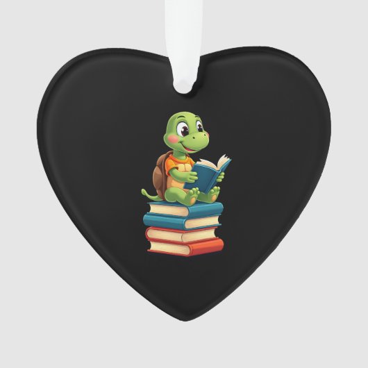 Adorable Turtle Reading Books (4) Ornament (voorkant)