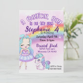 Adorable Unicorn Rainbow Invitation de fête d'anni (Debout devant)