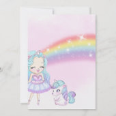 Adorable Unicorn Rainbow Invitation de fête d'anni (Dos)