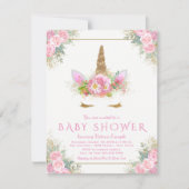 Adorable Unicorn visage Baby Douche Invitations (Devant)