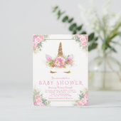 Adorable Unicorn visage Baby Douche Invitations (Debout devant)