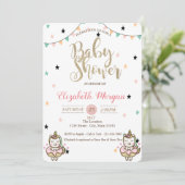 Adorable Unicorne, Stars Baby shower Invitation (Debout devant)