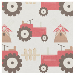 Adorable vers le bas sur le tissu de tracteur agri