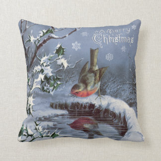 Adorable vintage Joyeux coussin de Noël avec oisea
