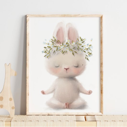 Adorable Watercolor Konijn Meditatie | Muurprint Poster