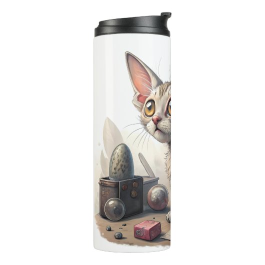 Adorable Weird Cat with Big Eyes Thermosbeker (Gedraaid links)