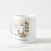 Adorable White Cat Artist Block Kitten Muse Studio Koffiemok (Voorkant links)