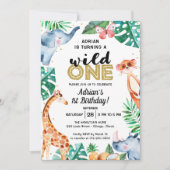 Adorable Wild One Jungle Anniversaire Invitation (Devant)
