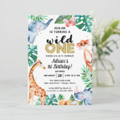 Adorable Wild One Jungle Anniversaire Invitation (Debout devant)
