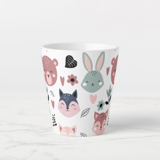 Adorable Woodland Creatures With Hearts Latte Mok (Voorkant)