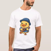 Adorable Yellow Duckling Wearing Blue Hat T-shirt (Voorkant)