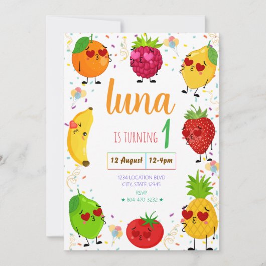 AdorableFruit Invitation Anniversaire (Devant)