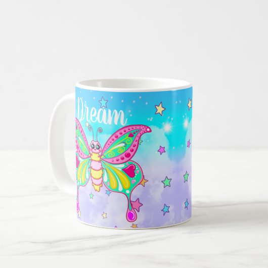 Adorablement mignonne "Dream" Kawaii Papillon Mug (Devant gauche)