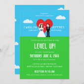 Adorablement Nerdy Invitations de mariage à 8 bits (Devant / Derrière)