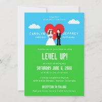 Adorablement Nerdy Invitations de mariage à 8 bits