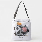 Adorables 3D Chubby-Koe met hotdog Crossbody Tas (Achterkant)