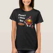Adorables 3D Universe Cute Rooster met Pizza T-shirt (Voorkant)