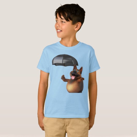 Adorables 3D Universe Leuke Hond Met Paraplu T-shirt (Voorkant volledig)