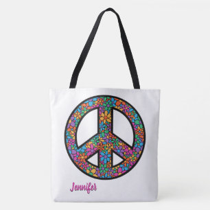 Adorables Bohemian Peace Symbol Custom Canvas tas