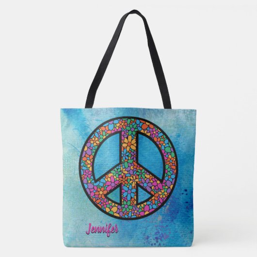 Adorables Bohemian Peace Symbol Custom Draagtas (Voorkant)