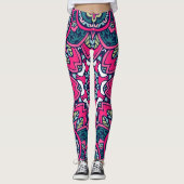 Adorables Bohemian Style Green en Roze en Blue Leggings (Voorkant)