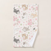 Adorables chatons Chibi et fleurs de cerisier (Serviette à main)