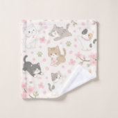 Adorables chatons Chibi et fleurs de cerisier (Gant de toilette)