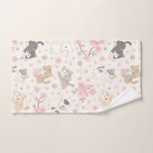 Adorables chatons Chibi et fleurs de cerisier (Serviette à main)