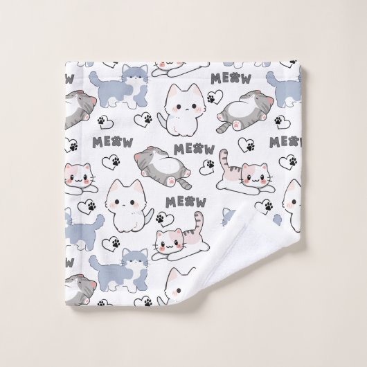 Adorables chatons dodus et cœurs Meow (Gant de toilette)