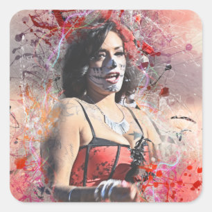 Adorables Day of the Dead Woman at Parade Custom Vierkante Sticker